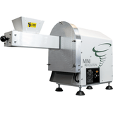 White and silver STM Canna Mini Revolution commercial pre-roll grinder with a feed hopper and control panel.