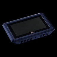 Dark blue TrolMaster Aqua-X Plus irrigation controller with a dark screen and ports for internet, DC, and sensors.