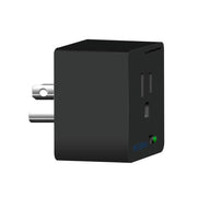 Black TrolMaster DSP-1 smart plug with programming button and indicator light.