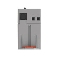 Gray relay station with RJ45 port and two square indicator lights labeled 