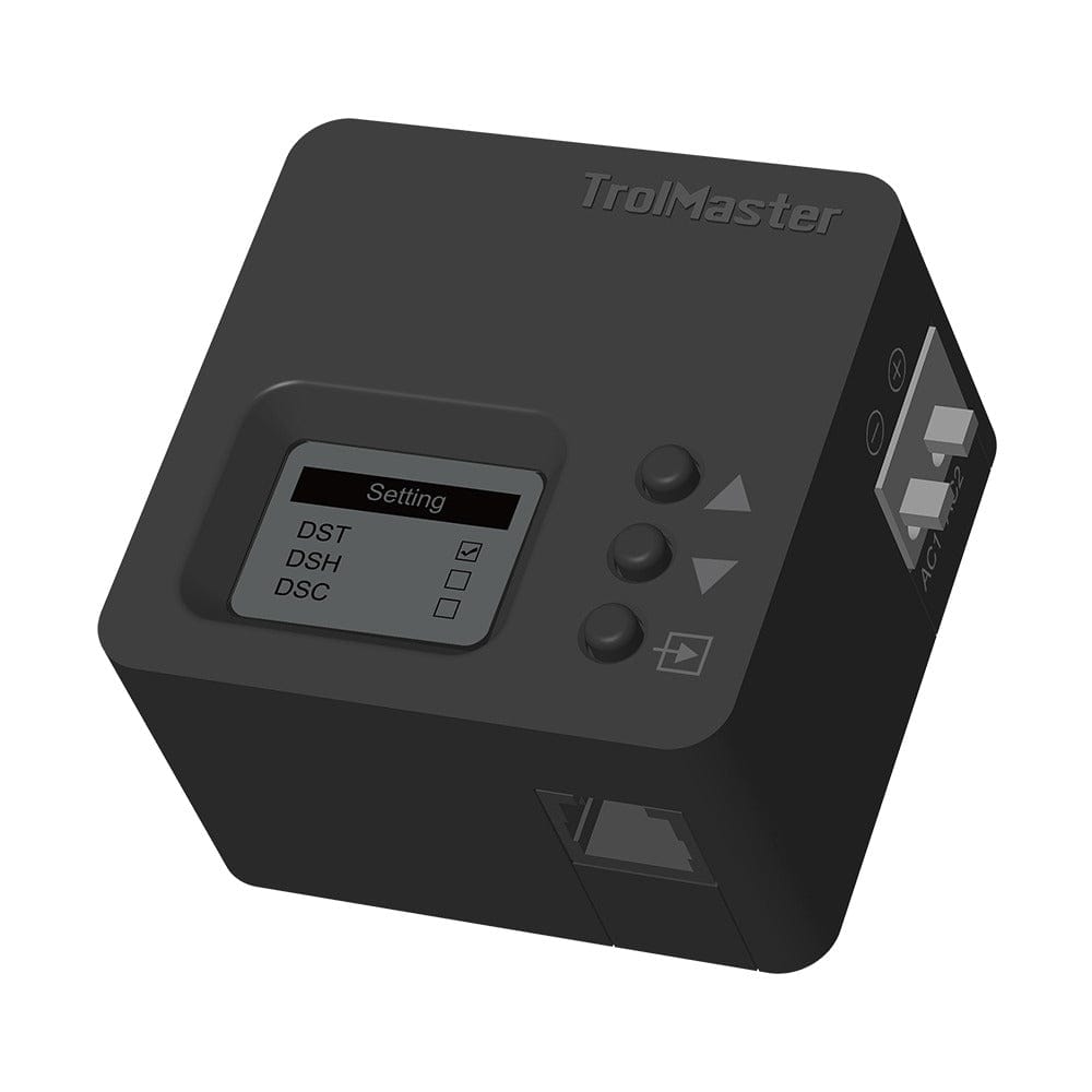 TrolMaster DSV-1 low-voltage device station with touchscreen display and buttons.