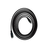 Black coiled extension cable with two mini-DIN connectors on a white background.