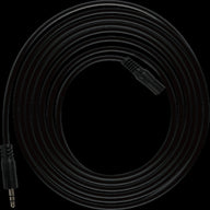 Black IR emitter extension cable with 3.5mm stereo plugs on both ends, coiled.