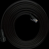 Black coiled cable with RJ12 connector on one end and a 4-pin IP65 connector on the other.