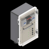 TrolMaster AMC-1 electric curtain motor controller with clear protective cover, buttons, and indicator lights.