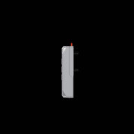 A grey greenhouse controller with a red indicator light and two black connectors against a black background.