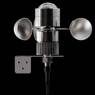 A chrome anemometer and wind vane sensor with a mounting bracket.