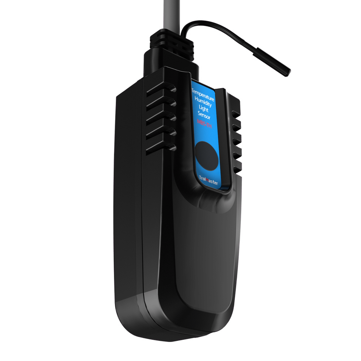 Black TrolMaster 3-in-1 sensor measures temperature, humidity, and light.