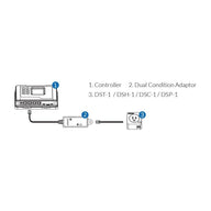 Diagram showing a controller, dual condition adaptor, and a power outlet.