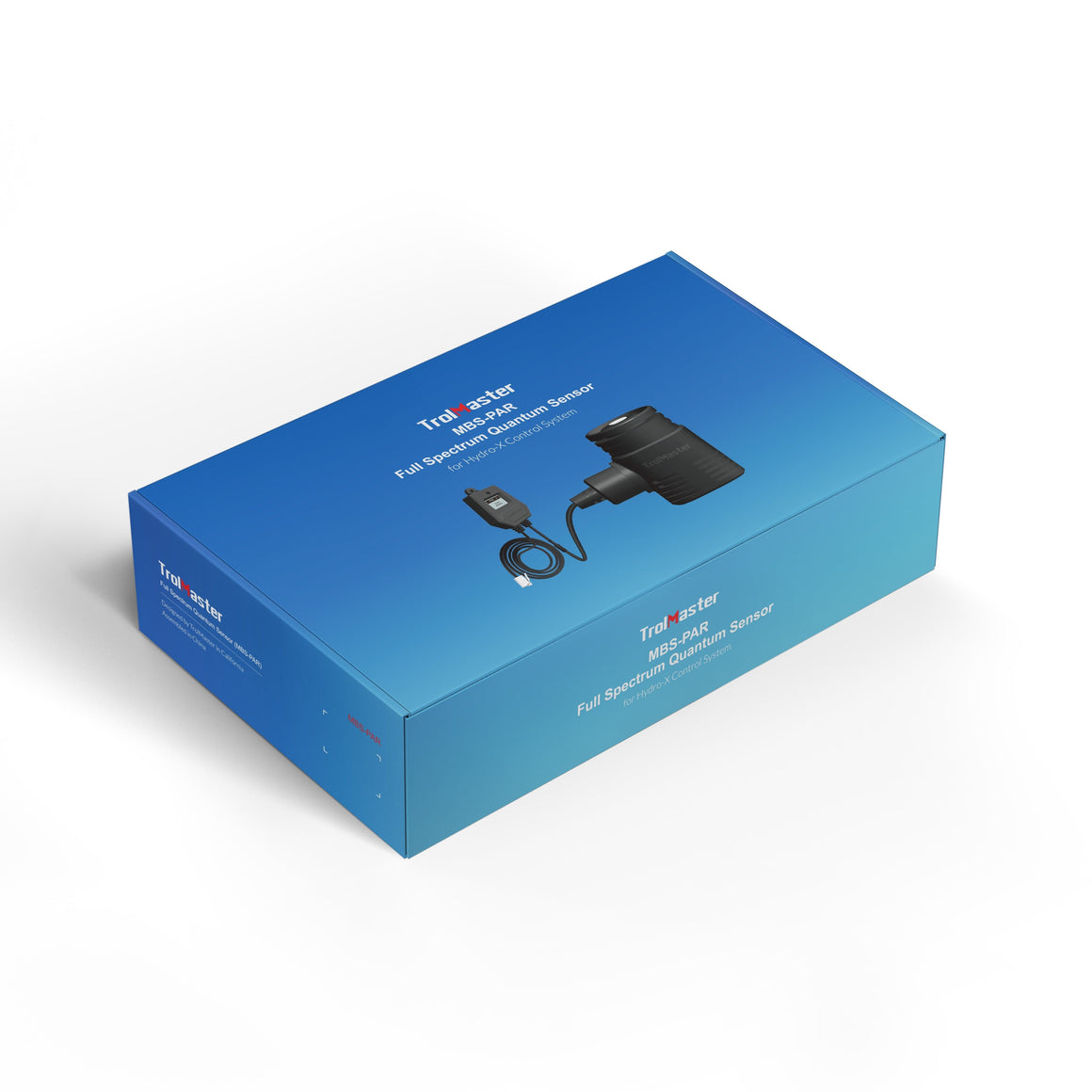 TrolMaster MBS-PAR Full Spectrum Quantum Sensor for Hydro-X Control System on a blue box.