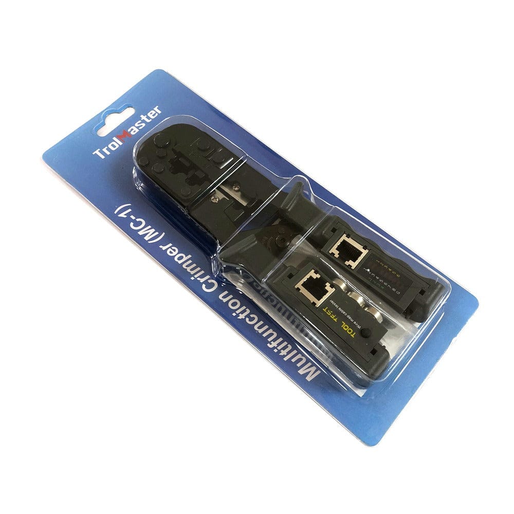 Trolmaster MC-1 multifunction crimper & cable tester in blister pack.