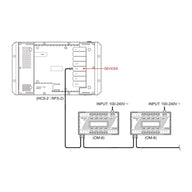 Diagram of TrolMaster OM-8 dry contact board connected to a main unit.