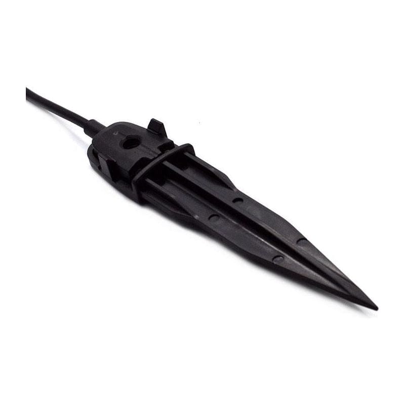 Black plastic stake with wire and pointed end, likely for a leak sensor.