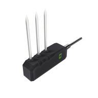 Black sensor with three metal probes, a digital display showing '0', and a rod.