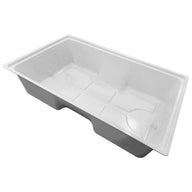 White plastic tray with molded compartments and handles.