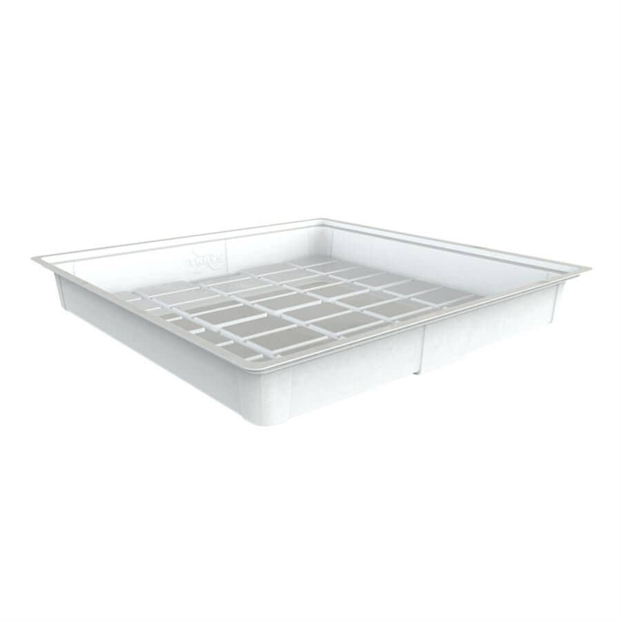 White flood tray with grid insert, 4x4 grid, white plastic.
