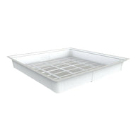 White flood tray with grid insert, 4x4 grid, white plastic.