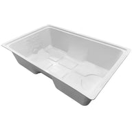 White plastic 75-gallon reservoir tray with molded compartments.