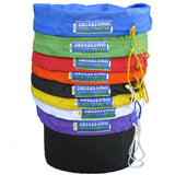 8-bag set of colorful 5-gallon Bubble Bags filter bags stacked, each with micron size labels, on white background.