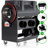 CenturionPro Original wet-dry bud trimming machine, black, on wheels, with a drying rack, collection bags, blower, and trim reel.