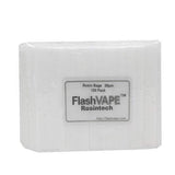 White FlashVAPE Rosintech 25µm rosin press filter bags, 100-pack, in clear plastic wrapping, on a white background.