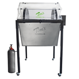 Tom's Tumble Trimmer 3000 dry trimming machine, CO2-ready, with brushed metal body and clear drum cover.