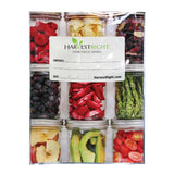 HarvestRight clear bag displays nine mason jars of freeze-dried fruits & veggies: berries, asparagus, avocado.